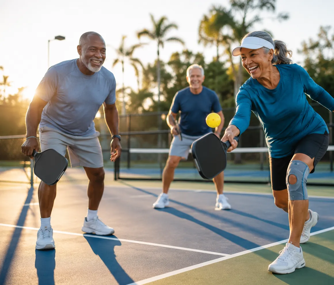 Active adults playing pickleball — returning to the activities you love after orthopedic care